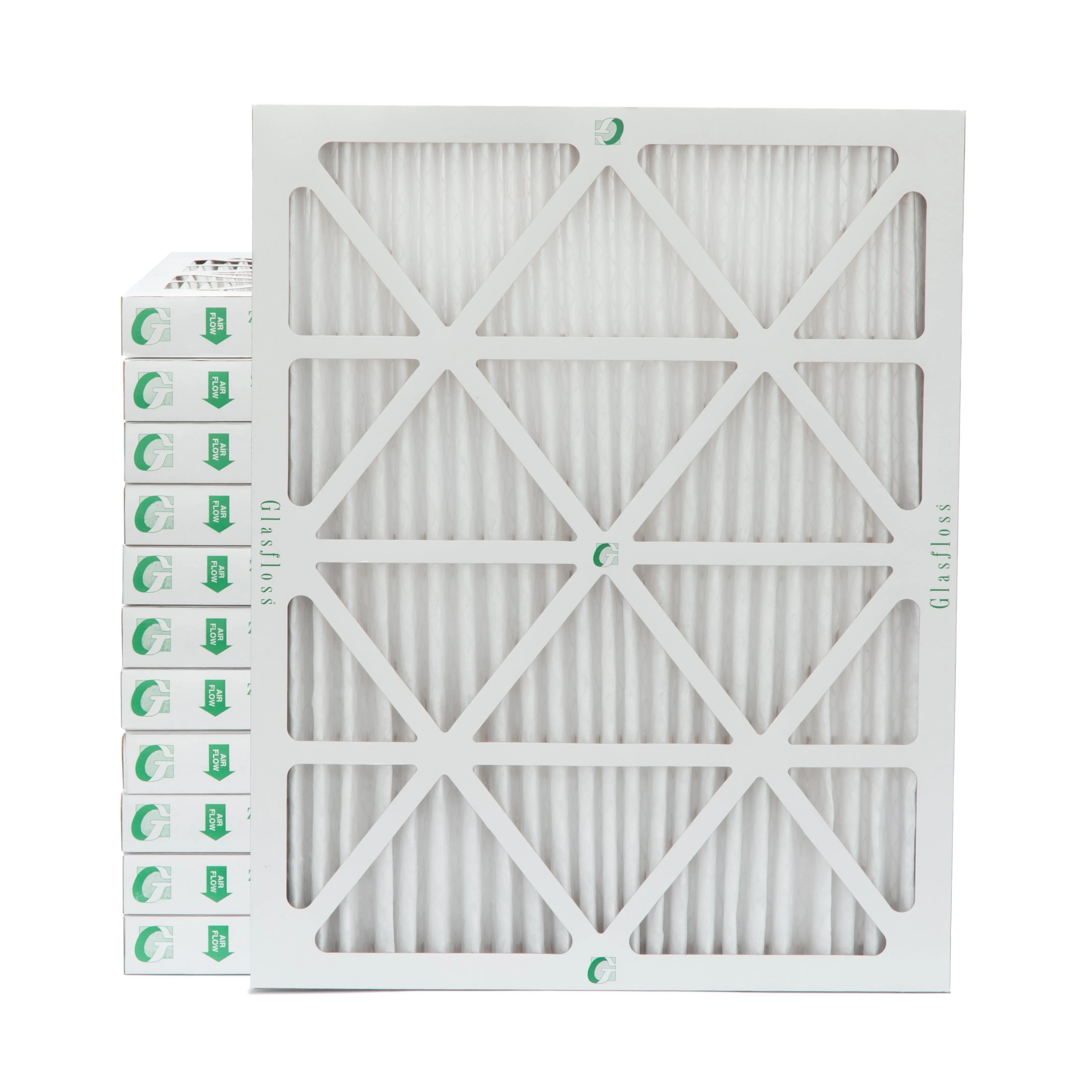 12 Pack of 20x24x2 MERV 10 Pleated 2' Inch Air Filters by Glasfloss. Actual Size: 19-3/8 x 23-3/8 x 1-3/4