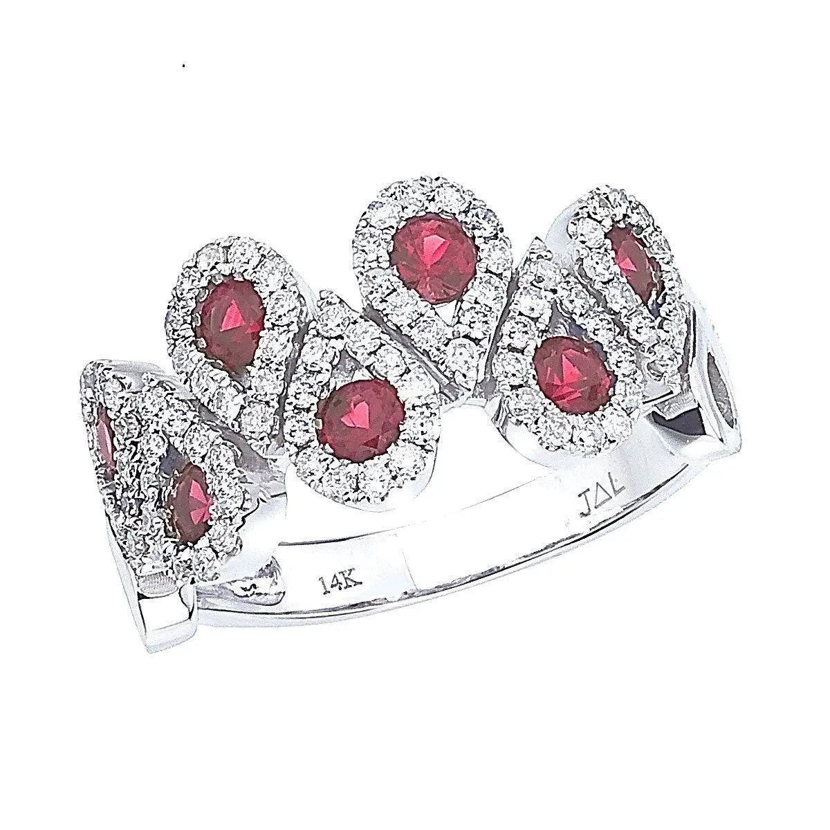 14k White Gold 0.77 Ct Ruby, 0.48 Ct Diamond Ring