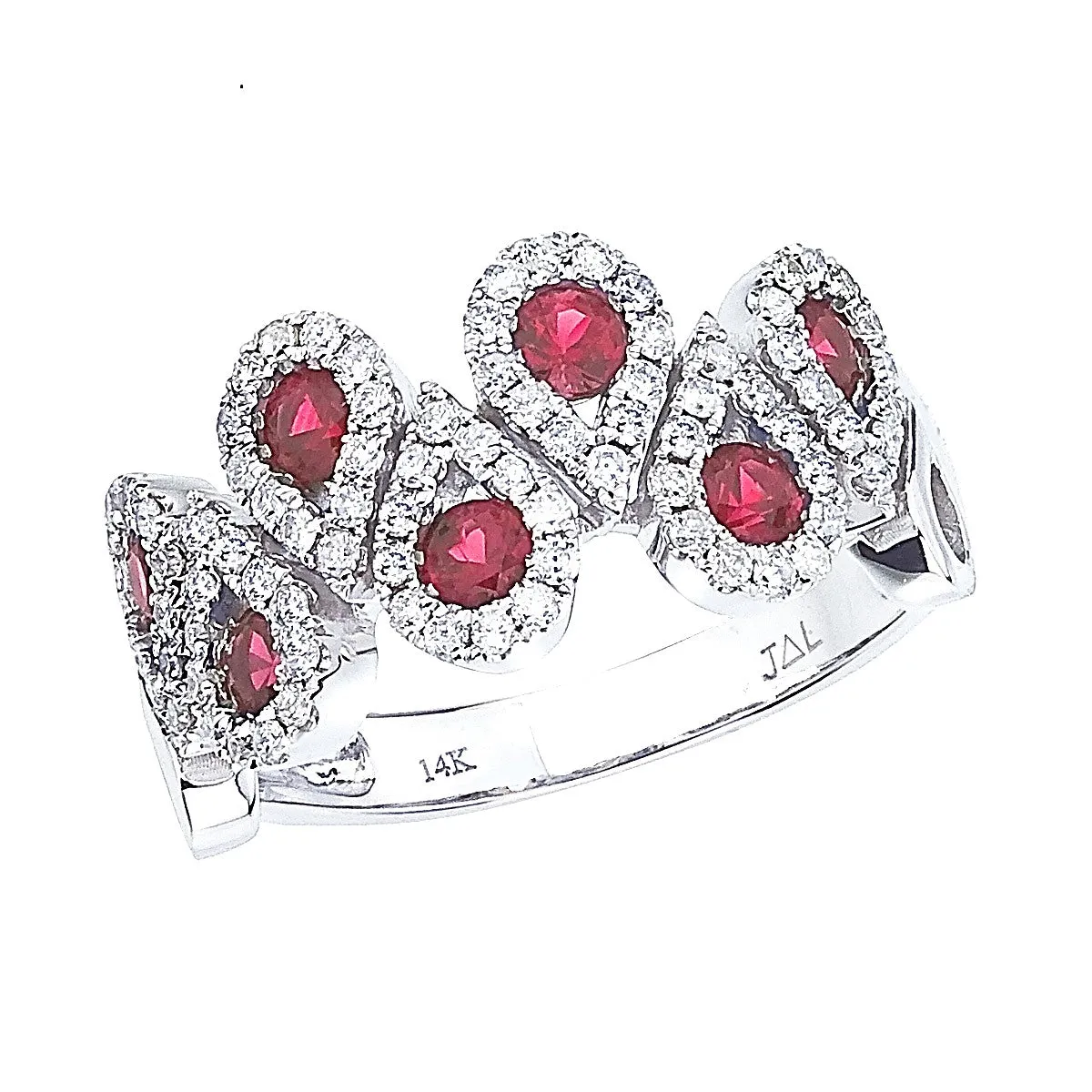 14k White Gold 0.77 Ct Ruby, 0.48 Ct Diamond Ring