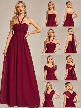 A-Line Chiffon Floor Length Wholesale Bridesmaid Dresses