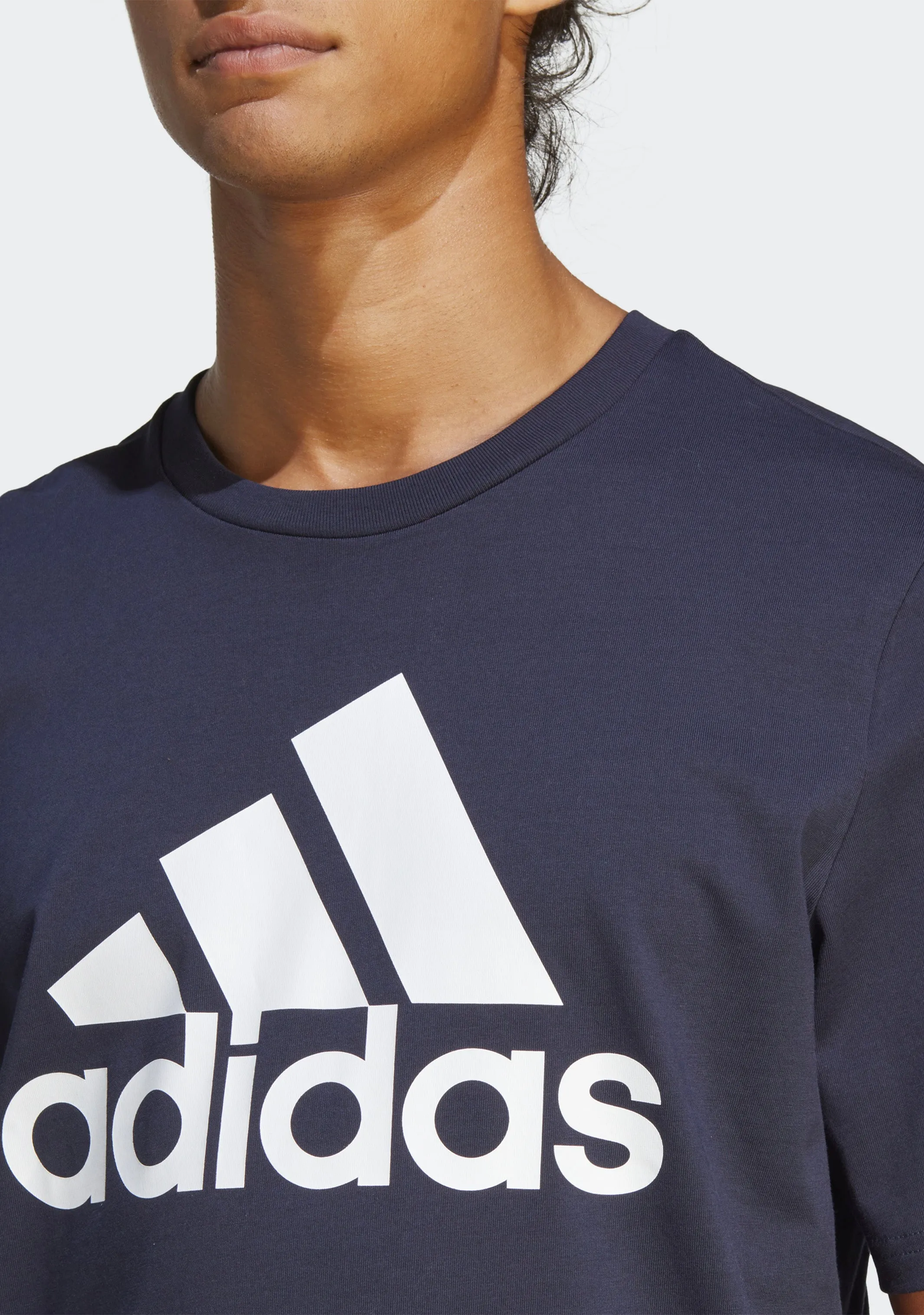 Adidas Men's Essentials Single Jersey Big Logo Tee Navy <br> IC9348