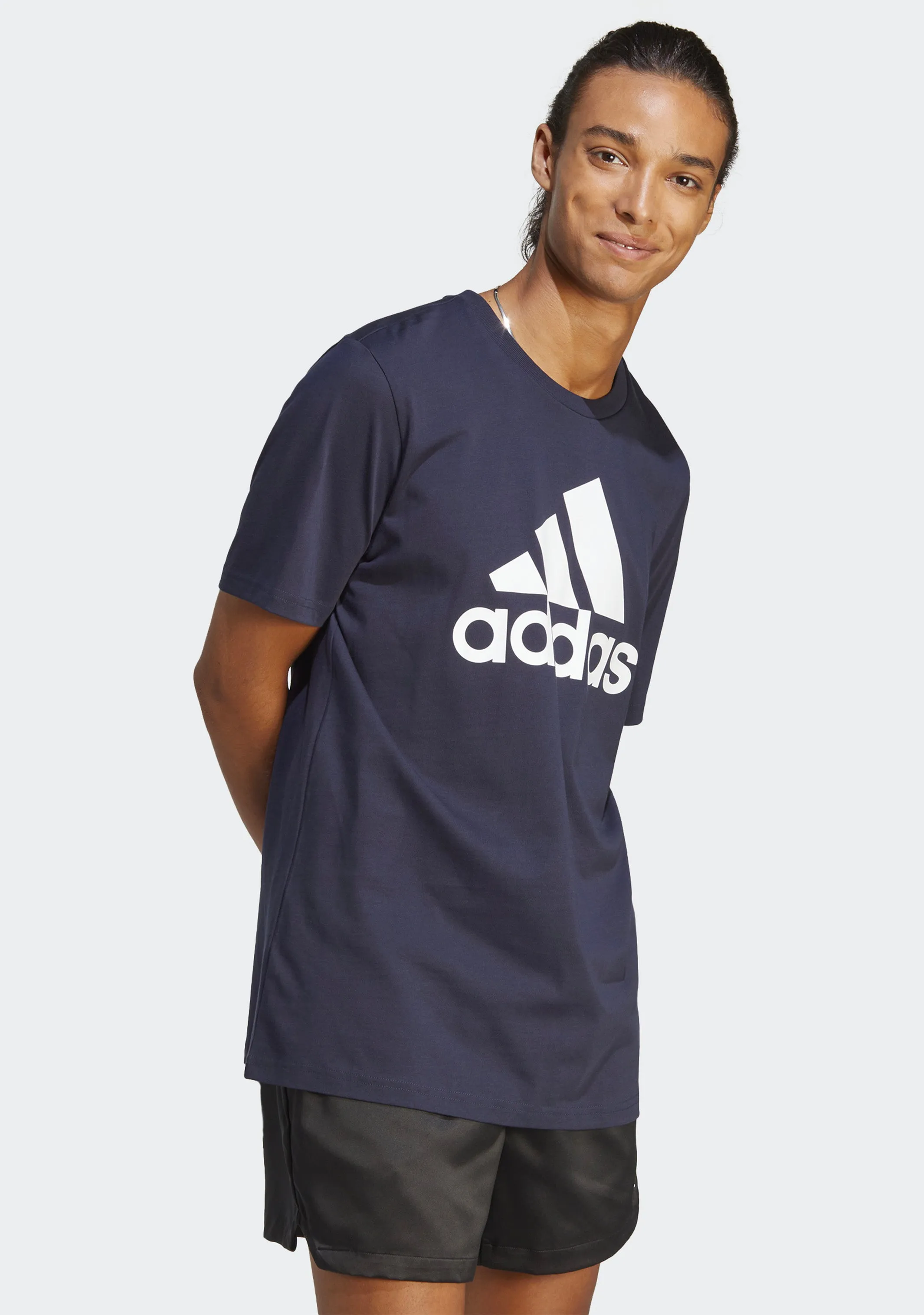 Adidas Men's Essentials Single Jersey Big Logo Tee Navy <br> IC9348