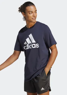 Adidas Men's Essentials Single Jersey Big Logo Tee Navy <br> IC9348