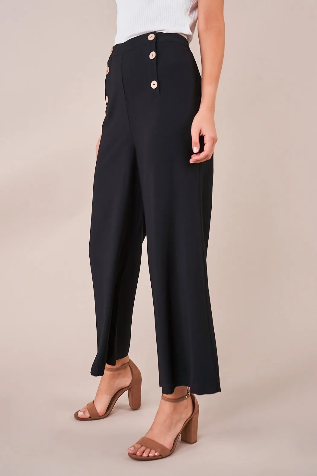 All Aboard Button Front Culotte Pants