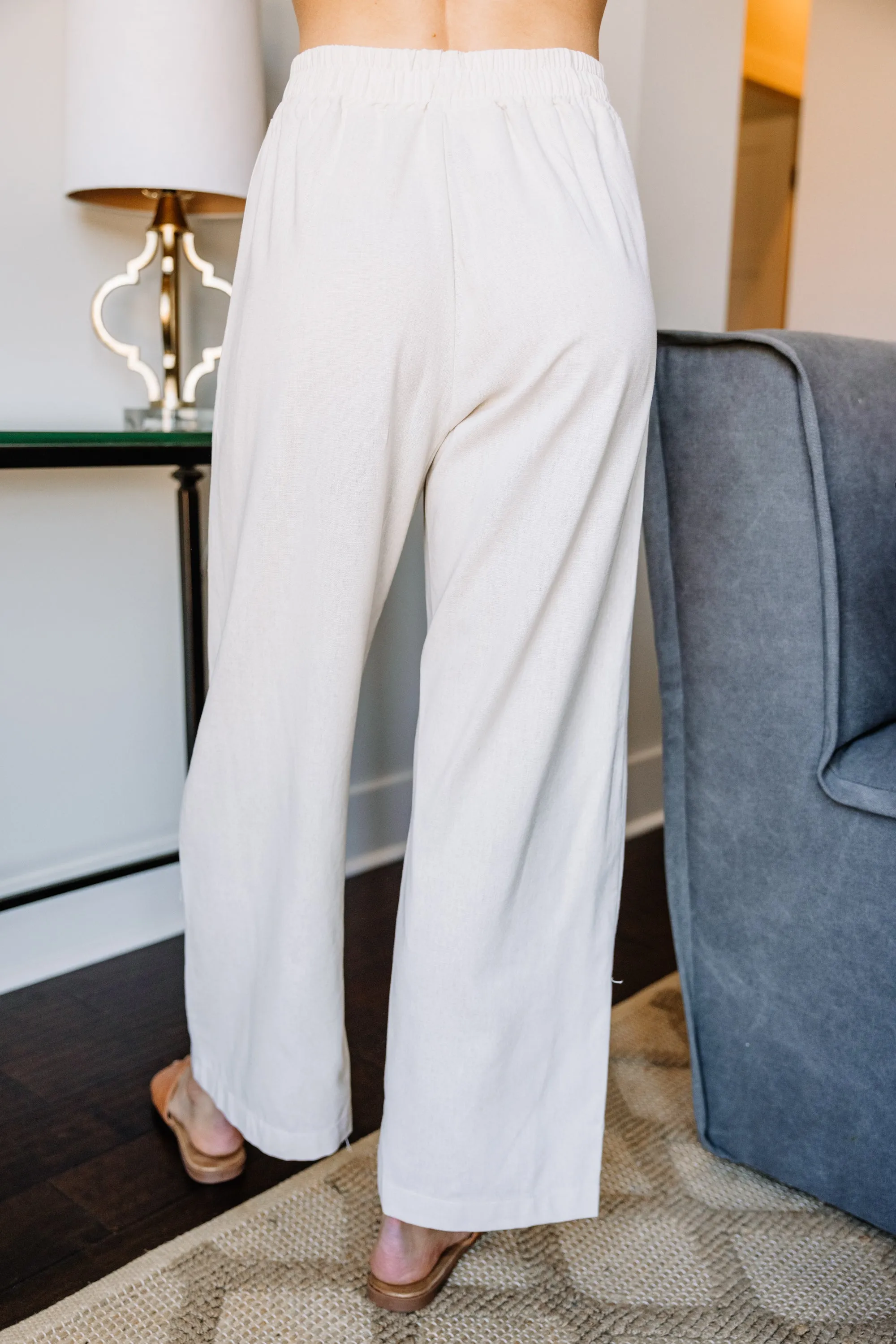 All Of Time Natural White Linen Pants