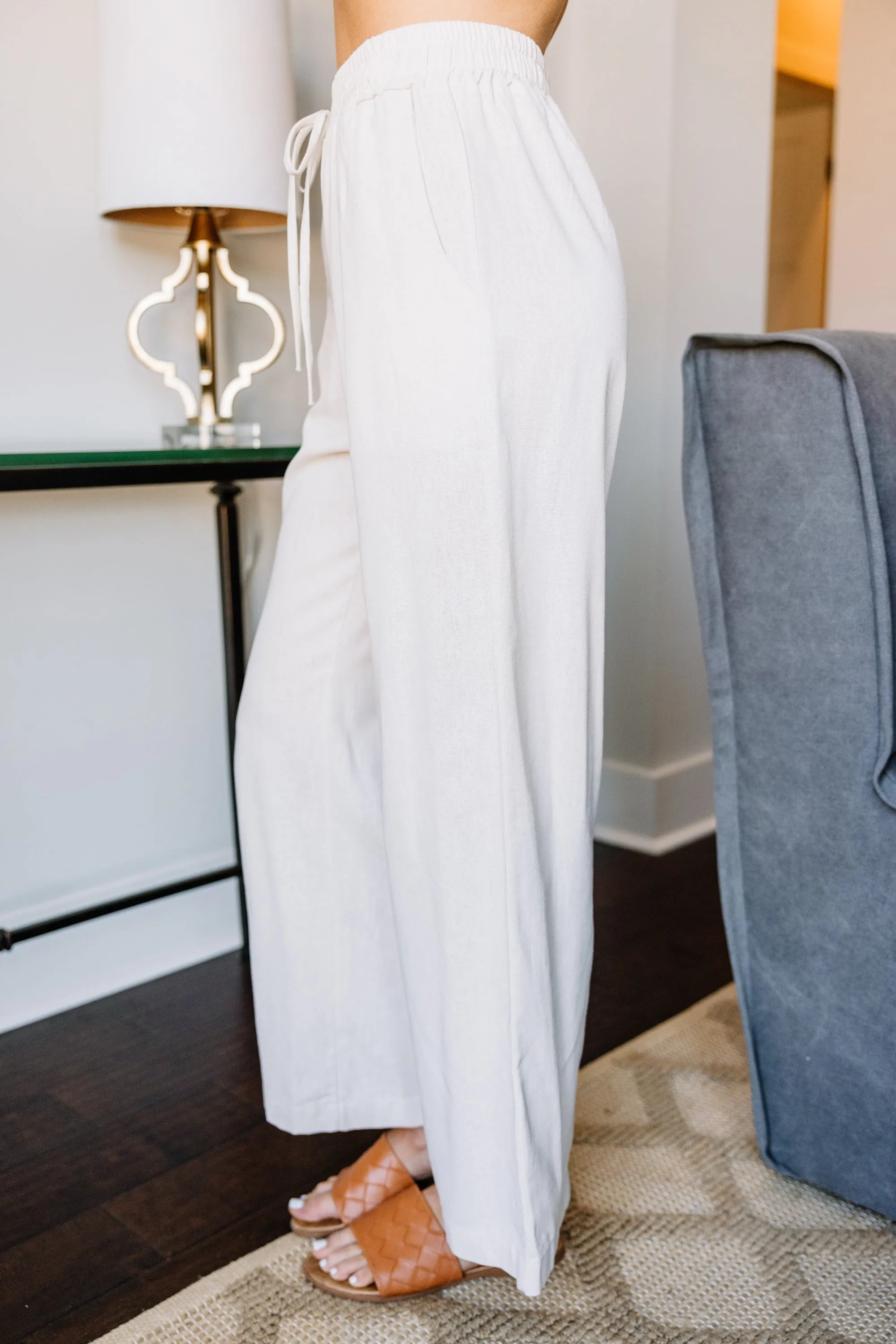 All Of Time Natural White Linen Pants