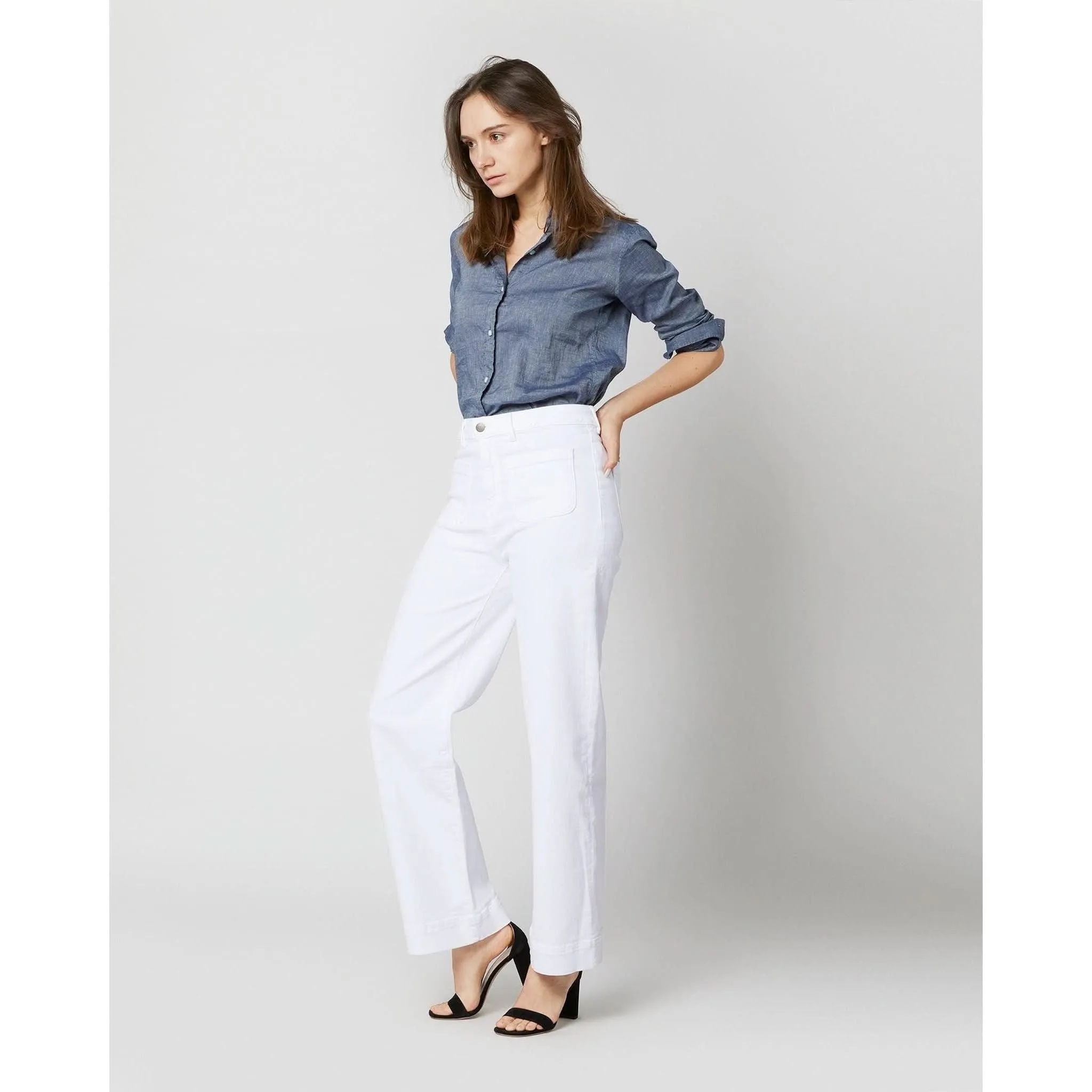 Ann Mashburn Column Patch Pocket Jean White