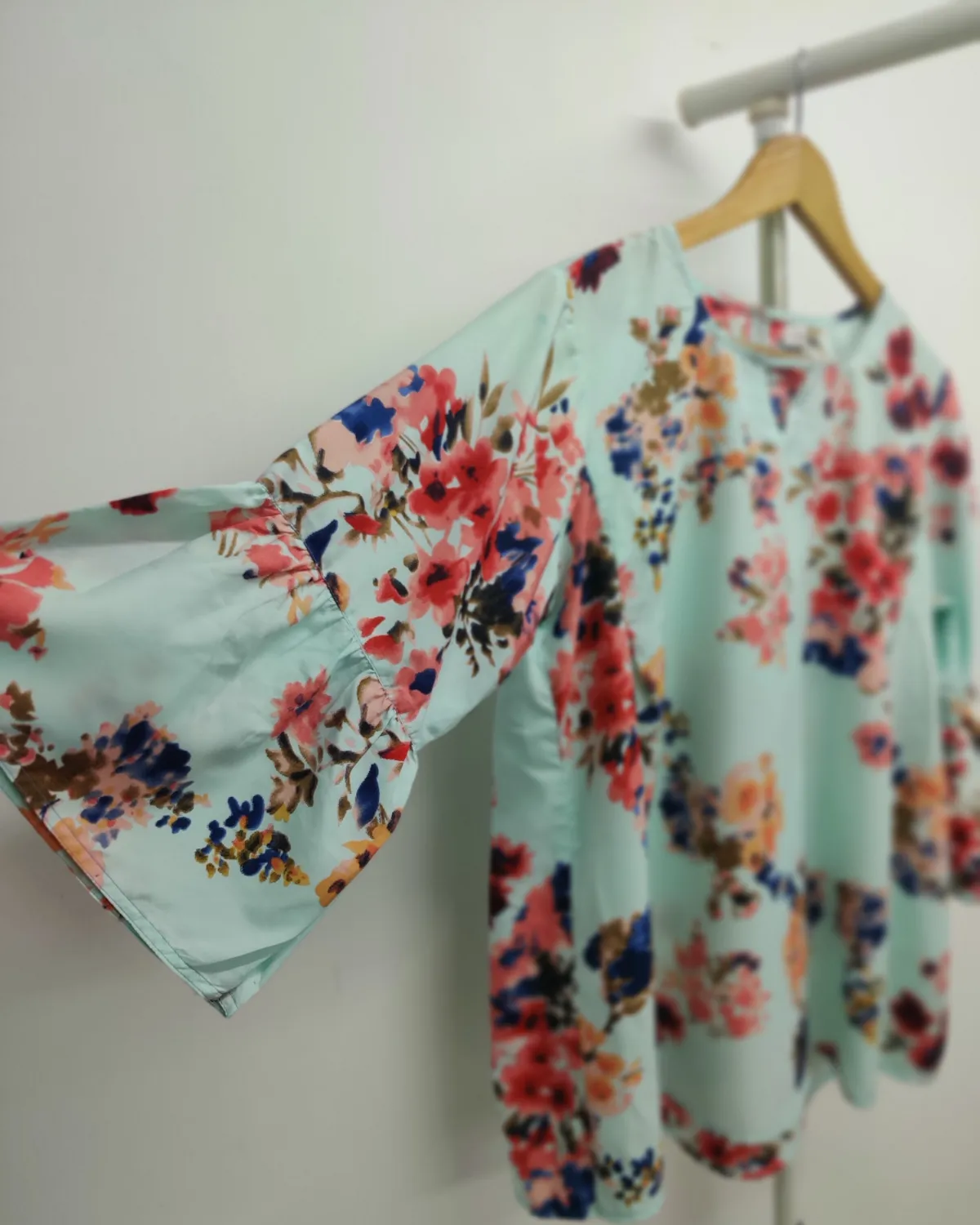 Aqua Blue Floral Printed Top