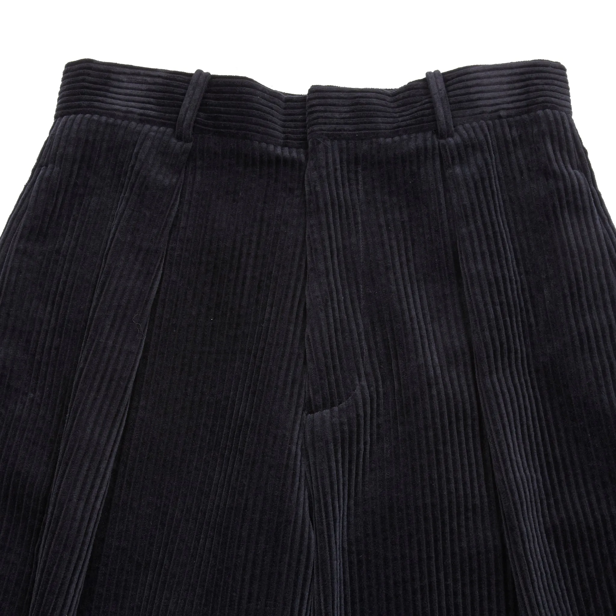 Aton Corduroy Tucked Wide Pants in Navy