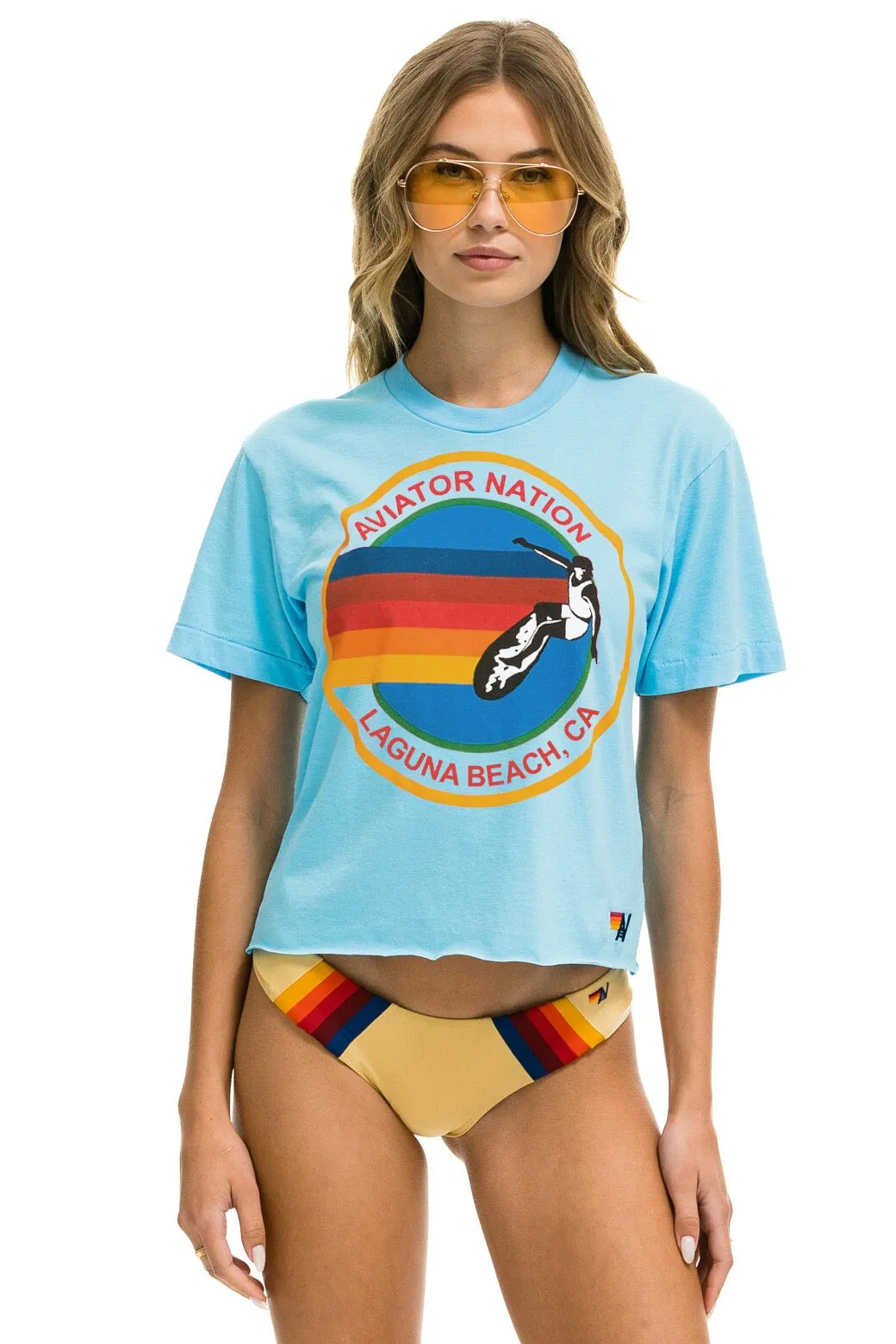 AVIATOR NATION LAGUNA BEACH BOYFRIEND TEE - SKY