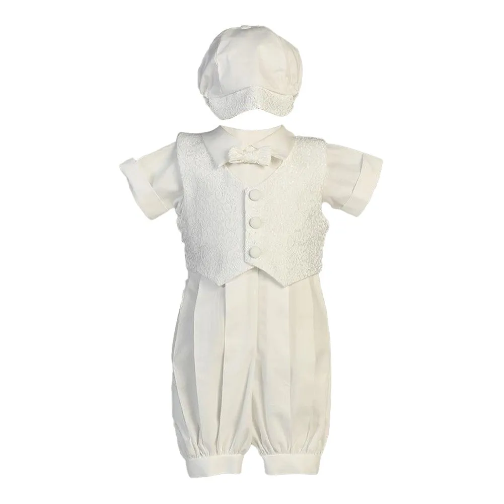 Baby Boys White Vest Poly Cotton Romper Baptism Christening Set 0-18M