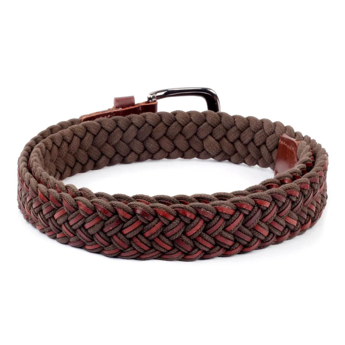 Bacca Bucci Woven leather and Cotton Elastic braided belt for men with Alloy buckle