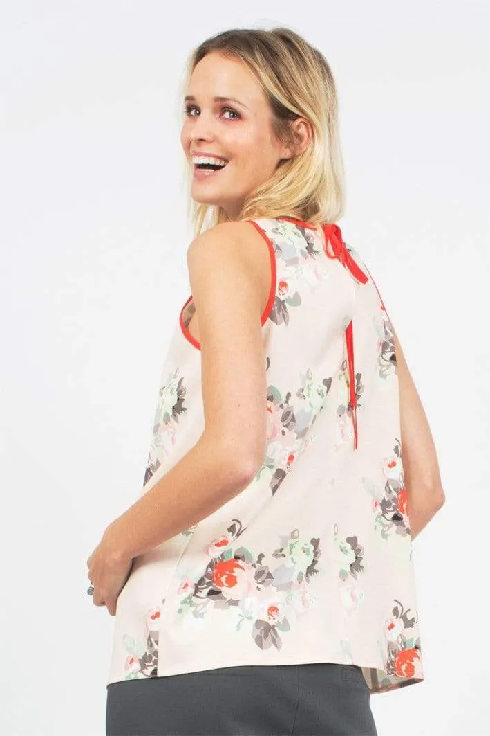 Ballencia Printed Sleeveless Nursing Top Peach Floral