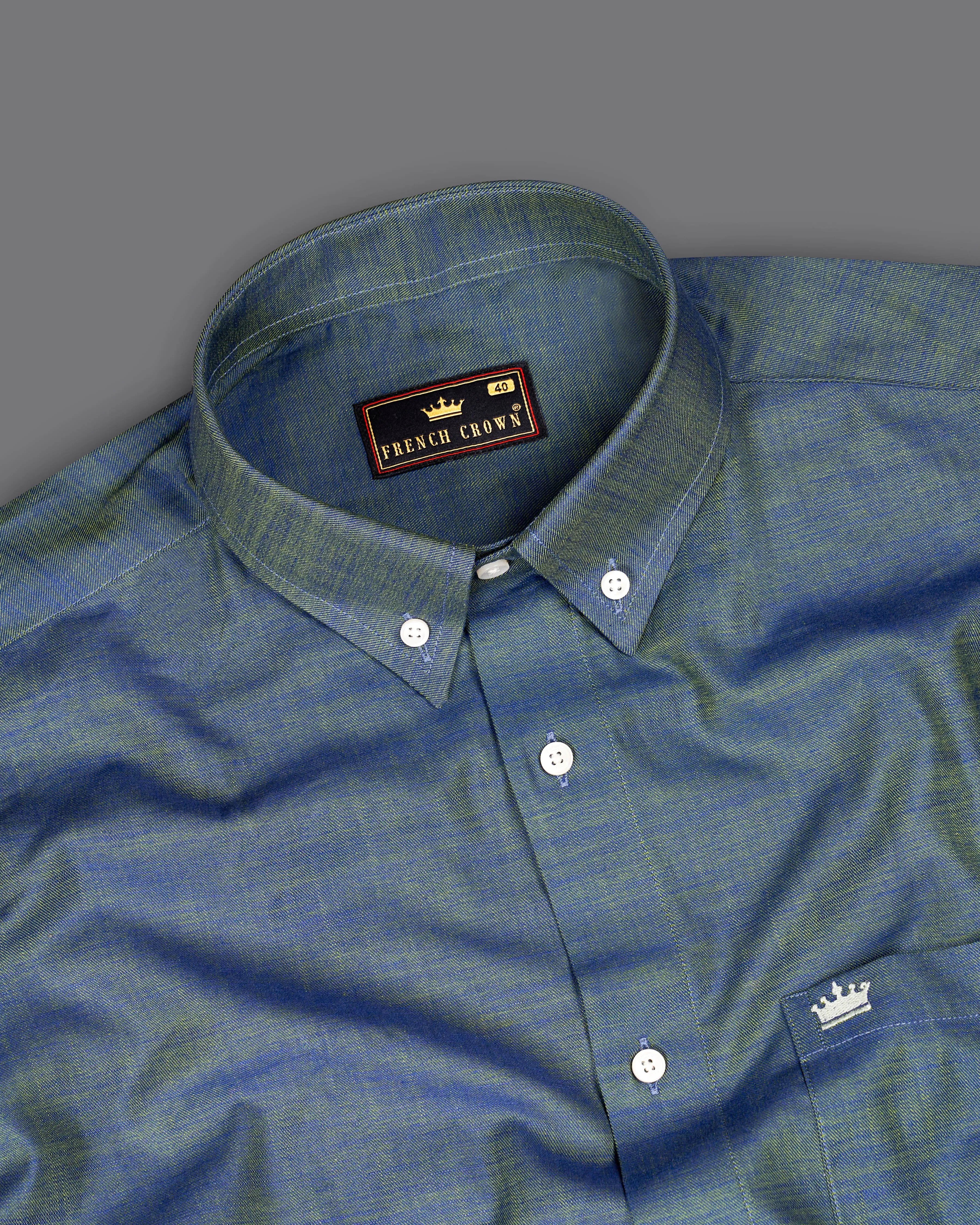 Bayox Blue Two Tone Button-Down Denim Shirt