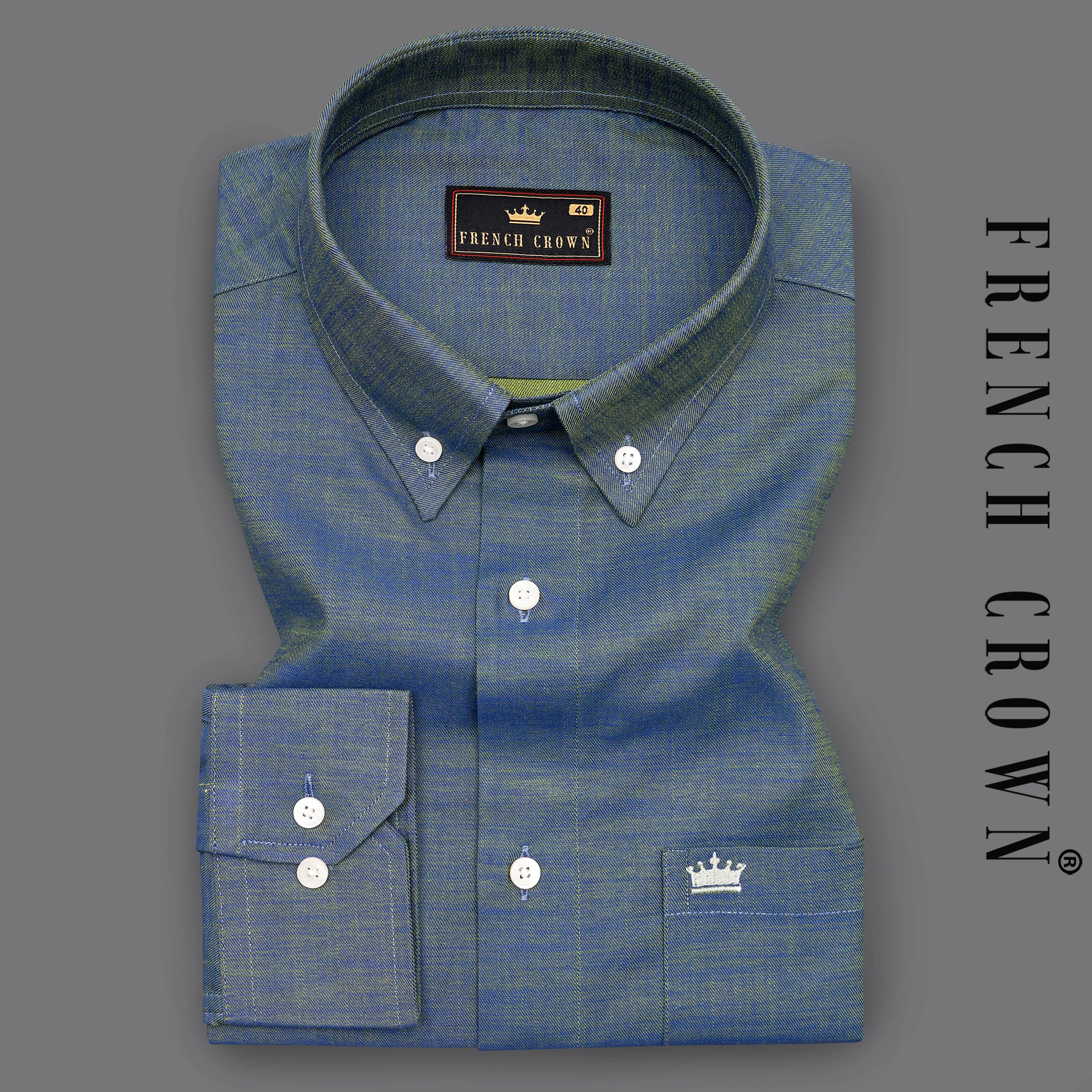 Bayox Blue Two Tone Button-Down Denim Shirt