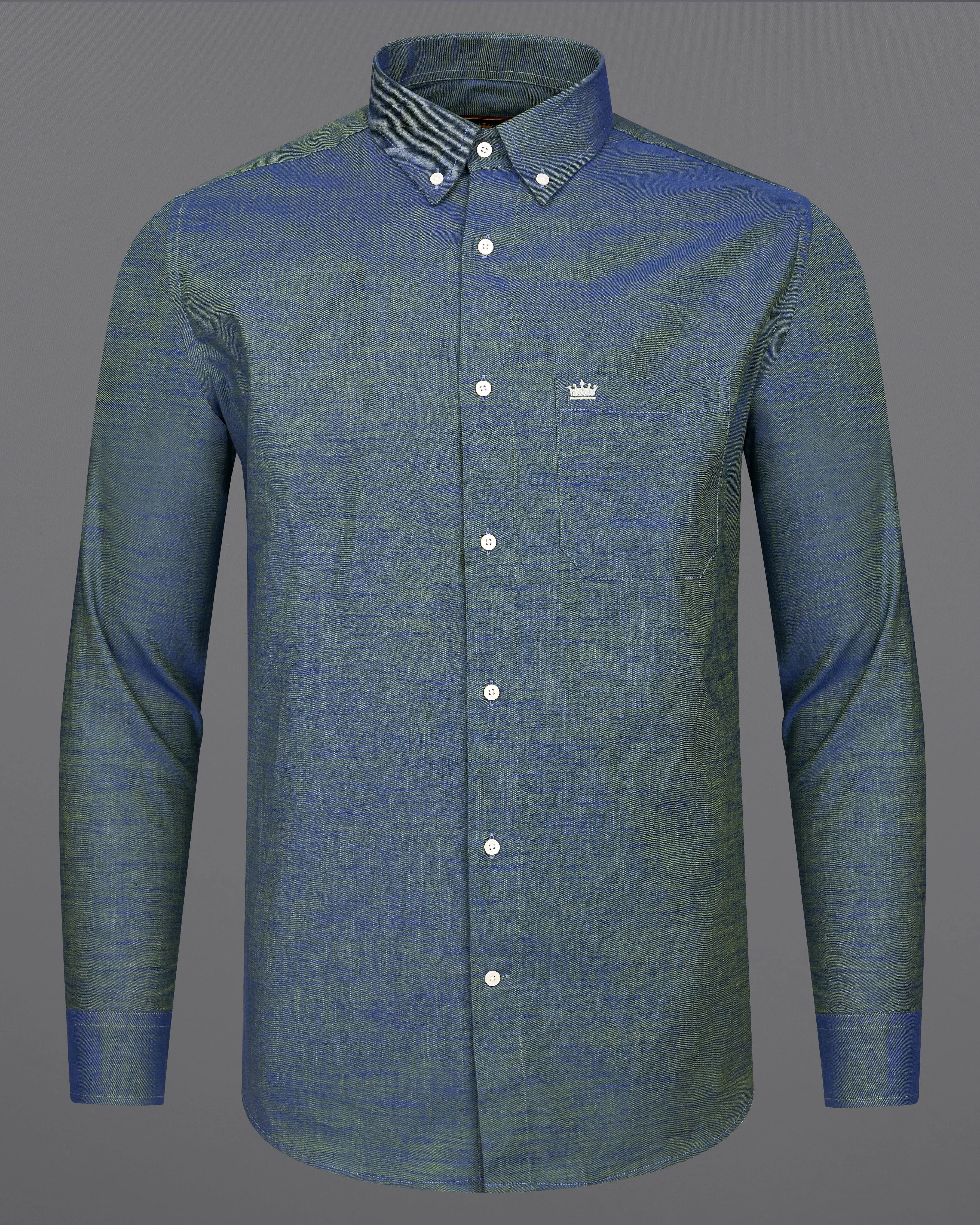 Bayox Blue Two Tone Button-Down Denim Shirt