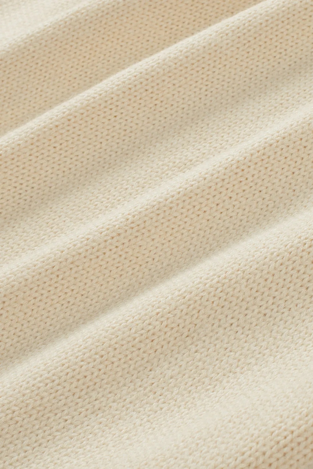 Beige Ribbed Detail Turtle Neck Sweater