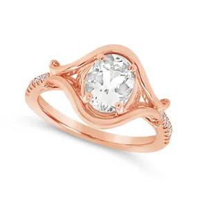 Bezel Set Oval Morganite and Diamond Ring