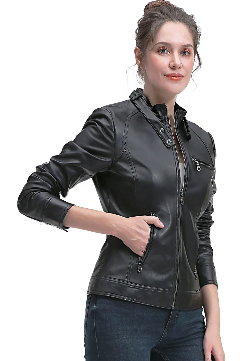 BGSD Women Casey Lambskin Leather Jacket