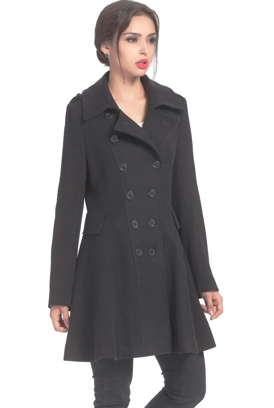 BGSD Women Emma Fit & Flare Wool Pea Coat