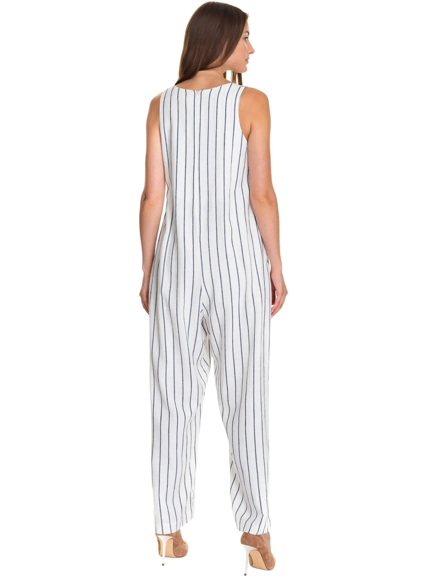 Bianca Maternity Jumpsuit - Blue Stripes