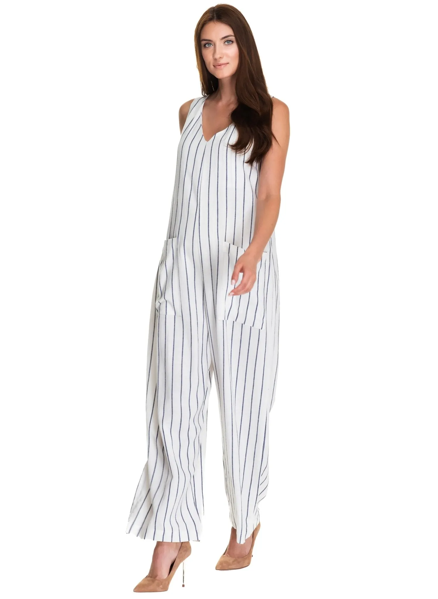 Bianca Maternity Jumpsuit - Blue Stripes