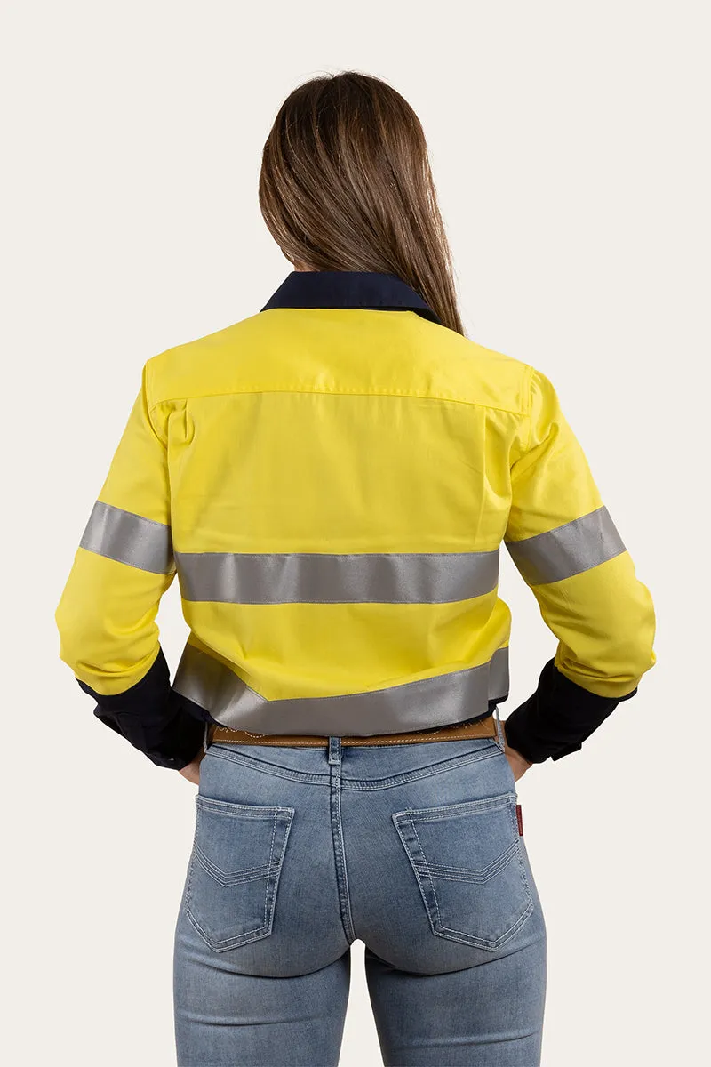 Bindara Womens Full Button High Vis Work Shirt - Neon Yellow