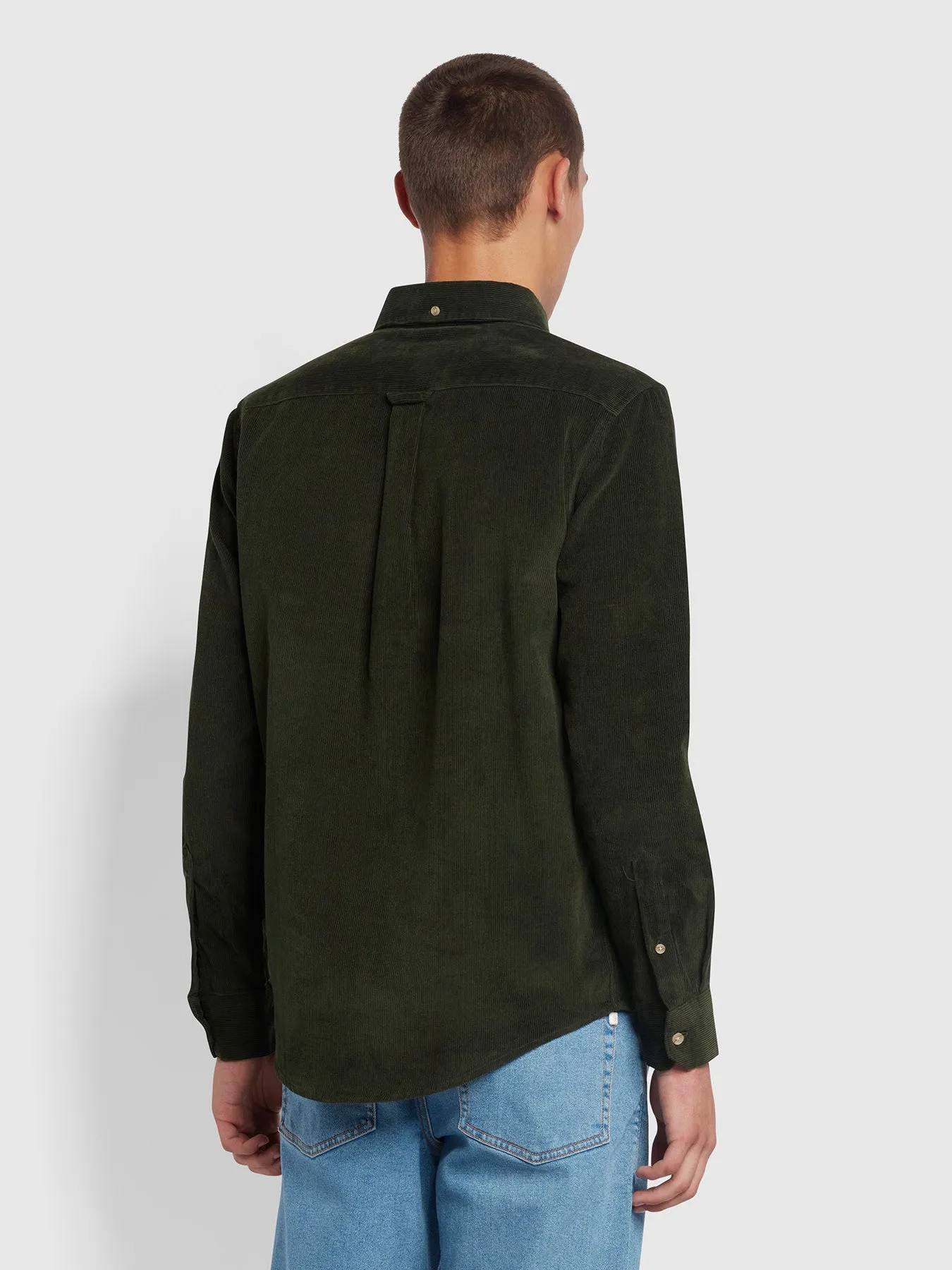 Bowery Casual Fit Organic Cotton Corduroy Shirt In Archive Olive Green