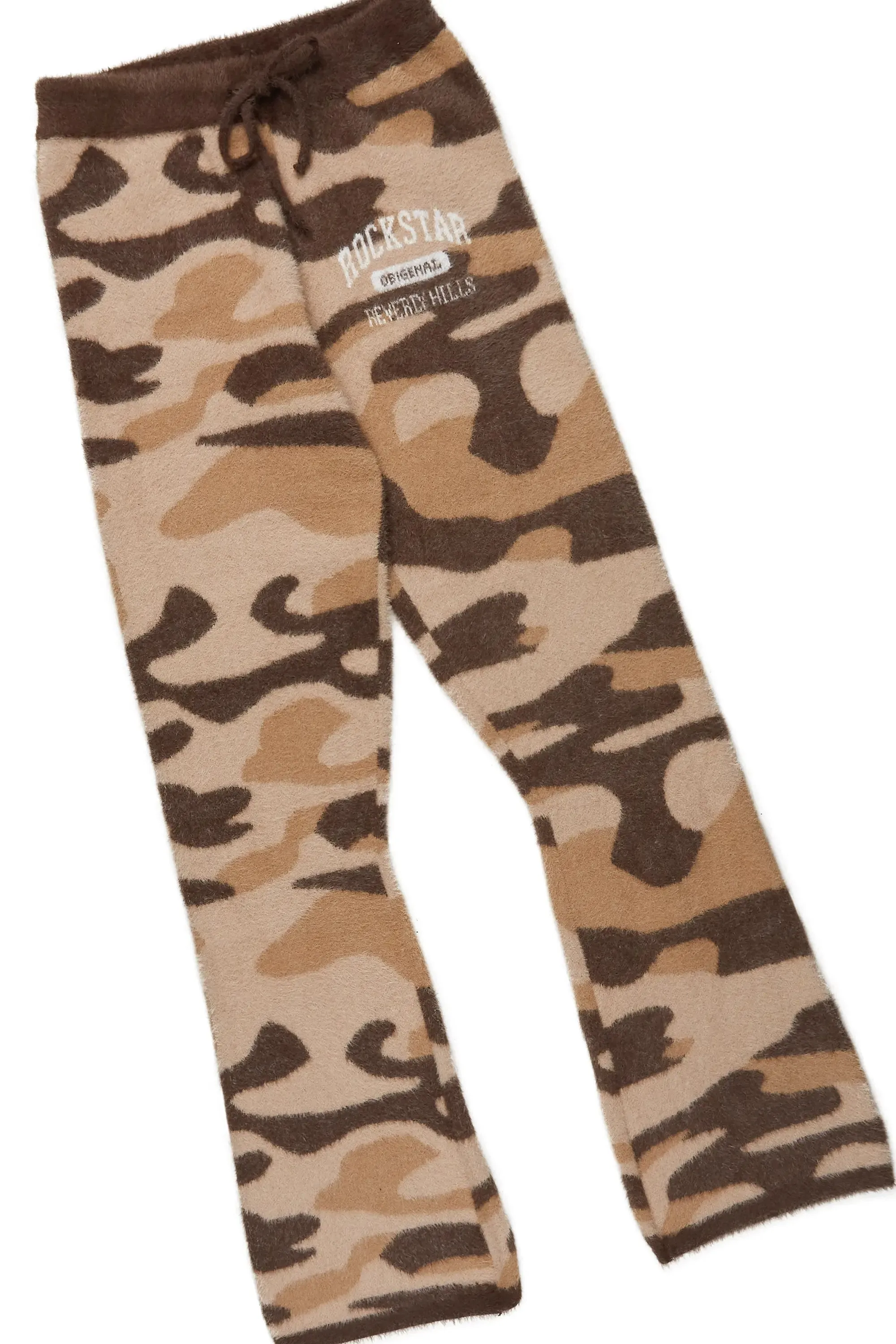 Boys Member Camo Brown Stacked Flare Knitted Mohair Track Set