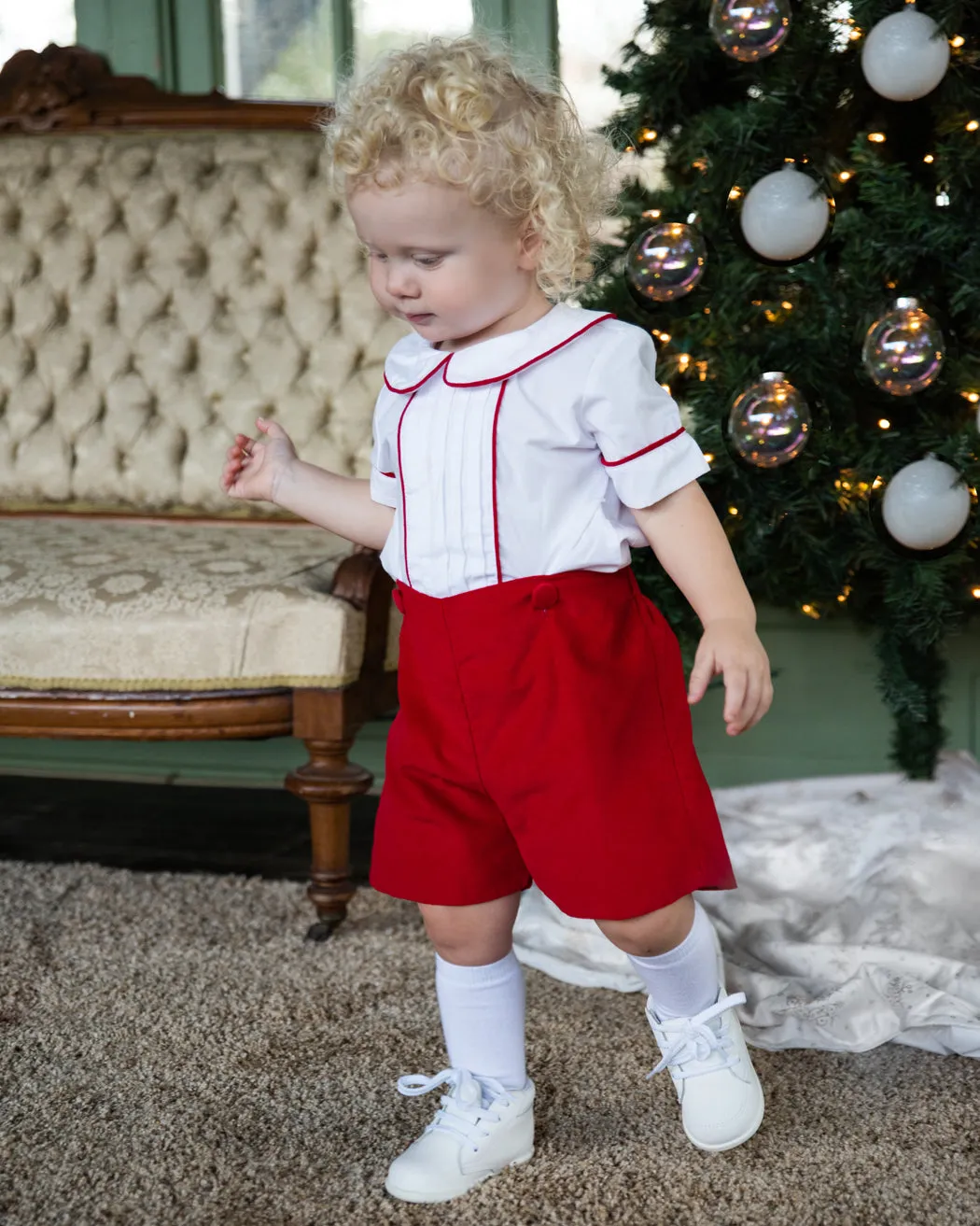 Boy's 'Red Christmas" Corduroy Boy Short