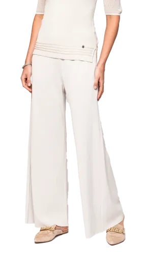 Briana Wide-Leg Milano-Knit Pants; Beige