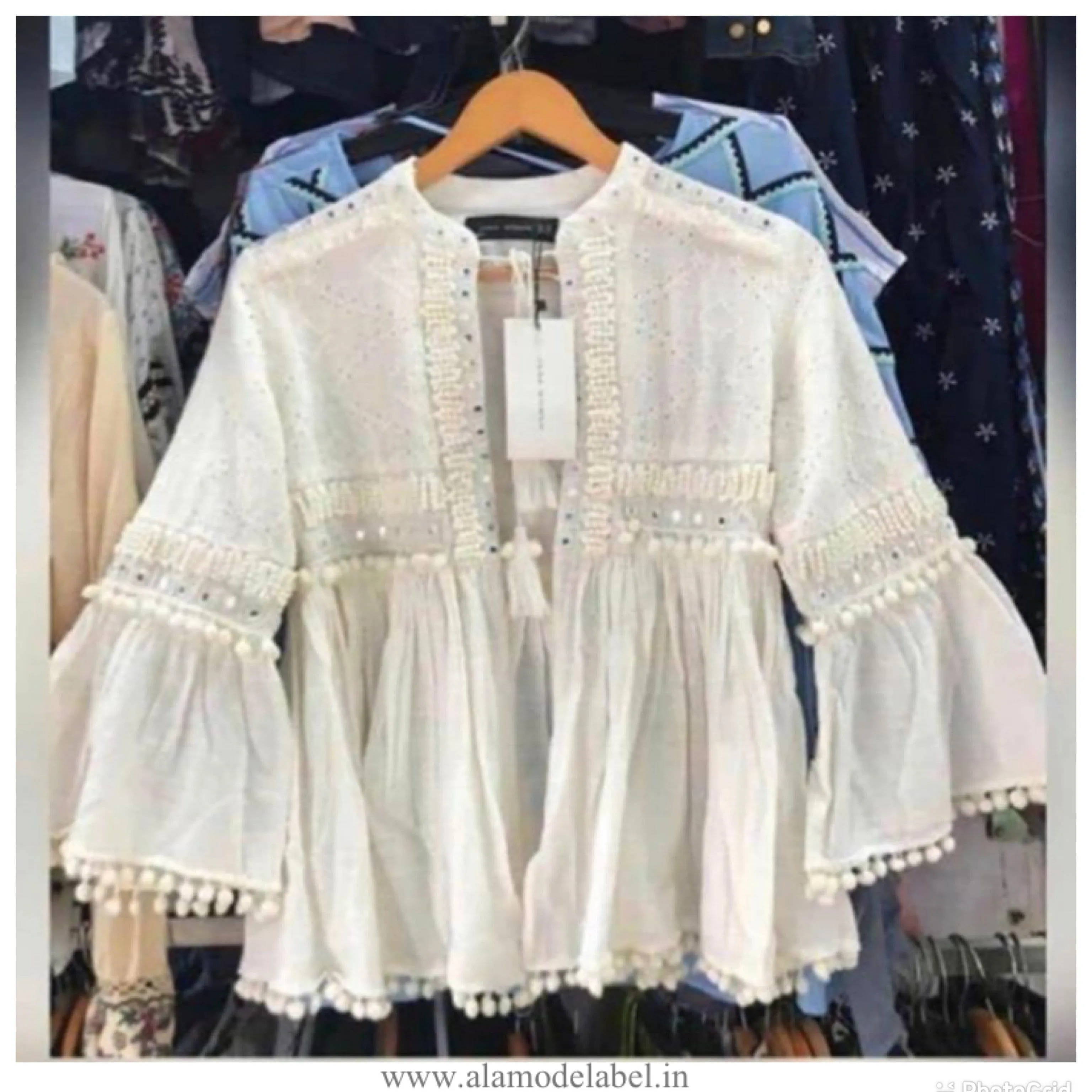 Brienne Tasseled Embroidered Blouse