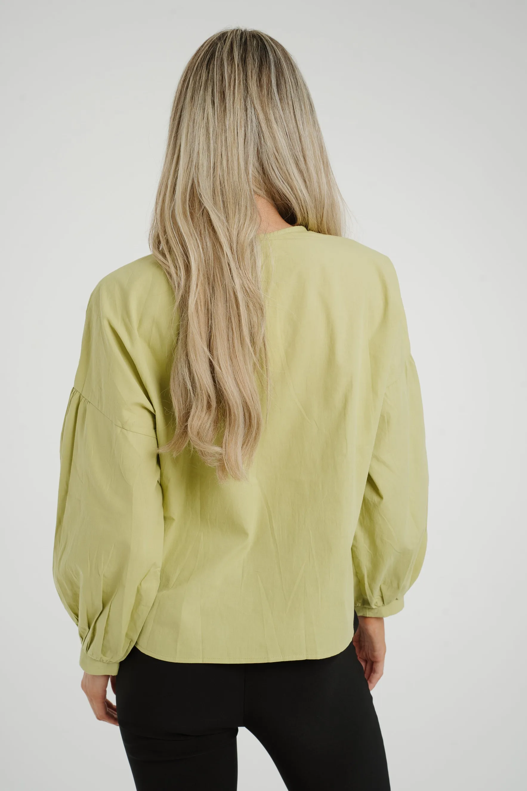 Caitlyn Puff Sleeve Blouse In Olive