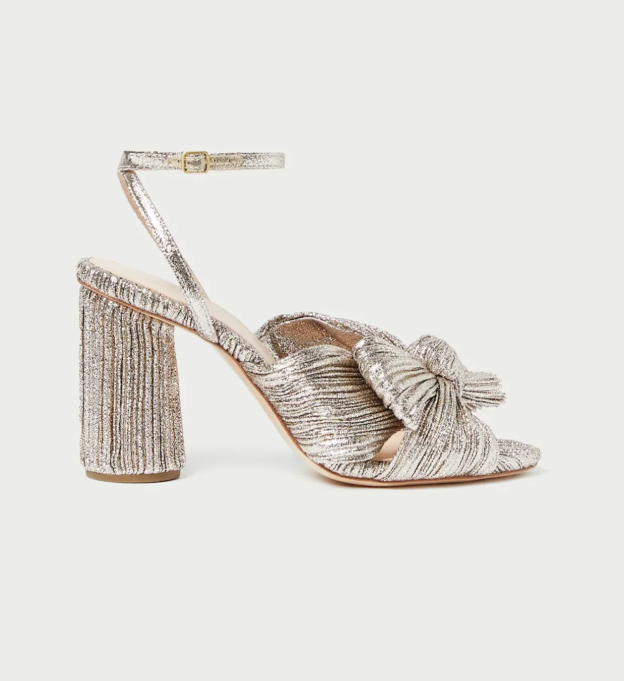 Camellia Champagne Pleated Bow Heel