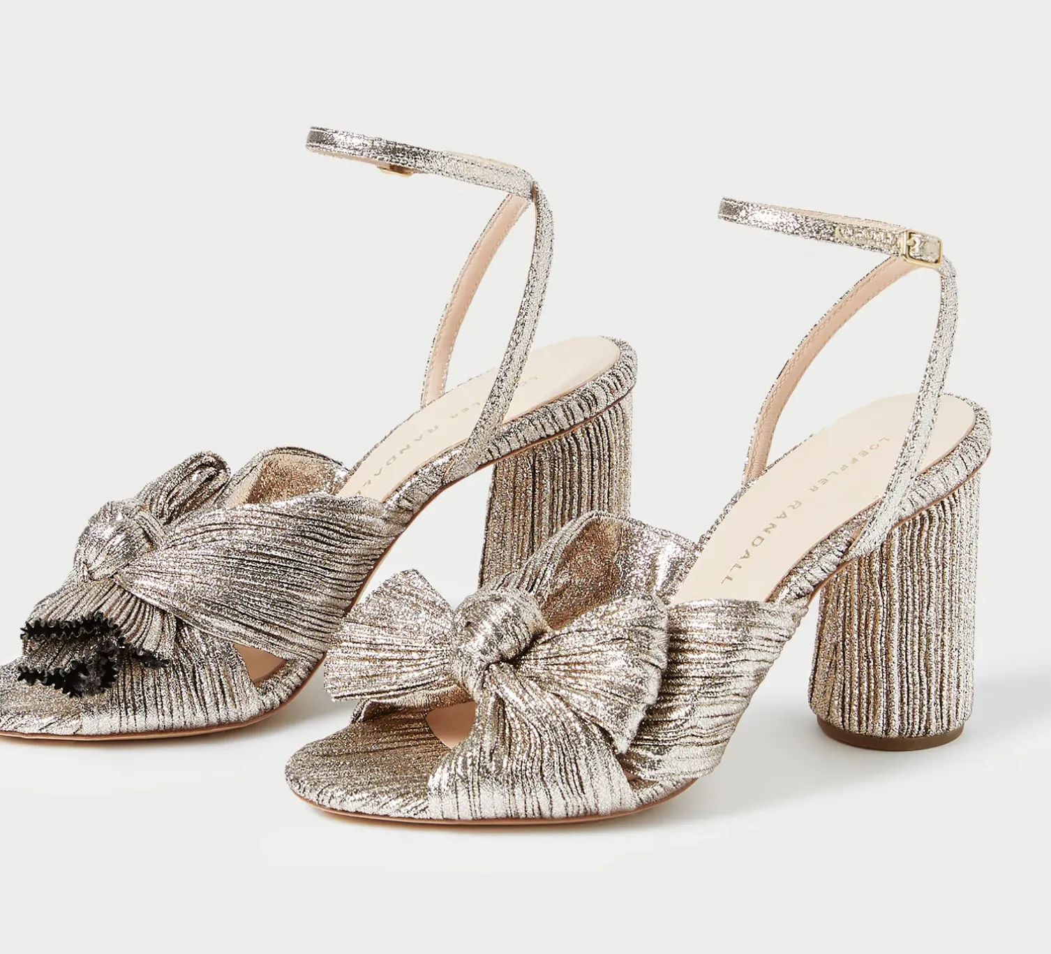 Camellia Champagne Pleated Bow Heel