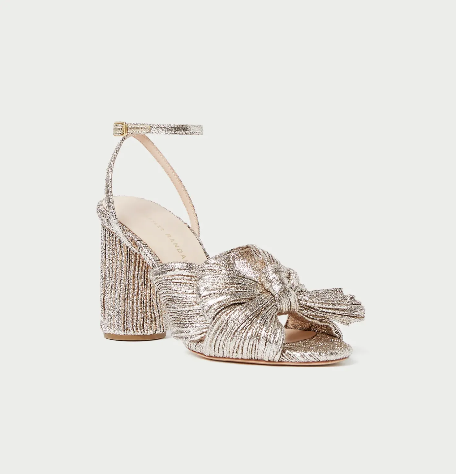 Camellia Champagne Pleated Bow Heel