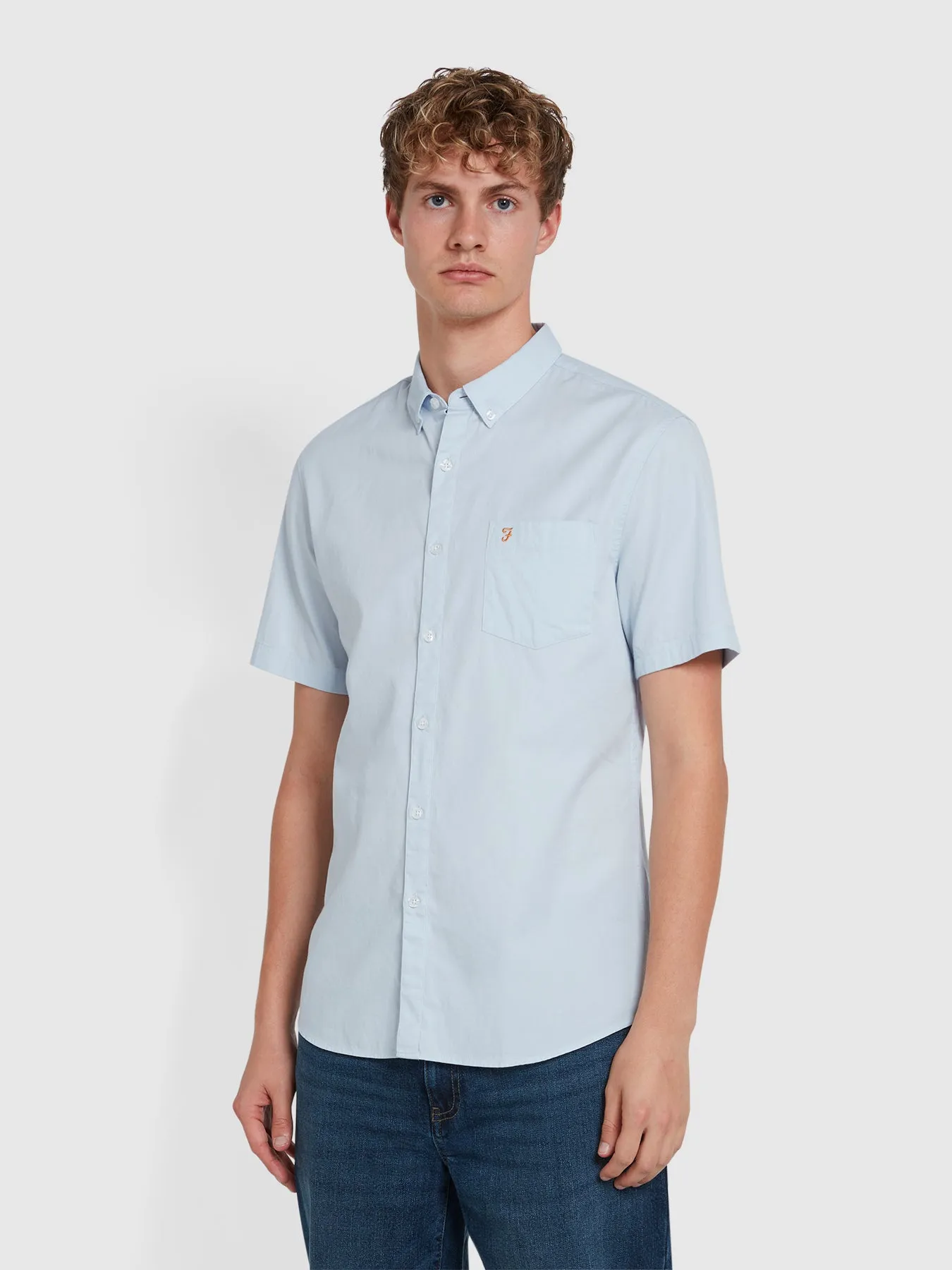 Carlson Short Sleeve Shirt In Sky Blue