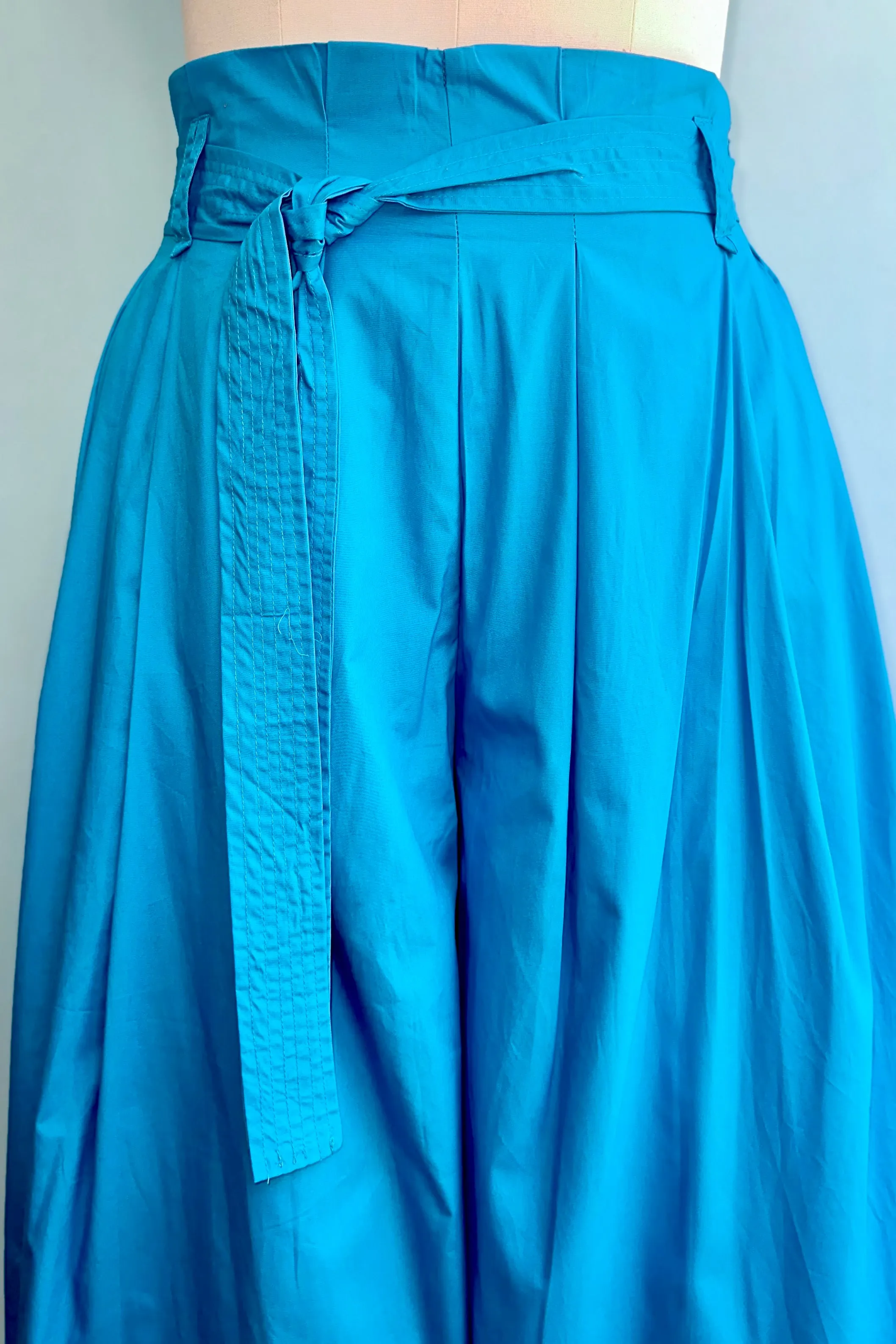 Cerulean Pin Tucked Wide Leg Gaucho Pants