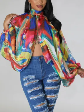 Chiffon Multi Color Blouse