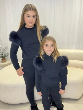 Childrens Charcoal Luxury Fur Tracksuit