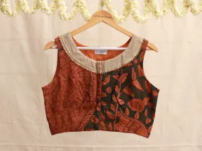 Cider Orange, Georgette, Kalamkari blouse