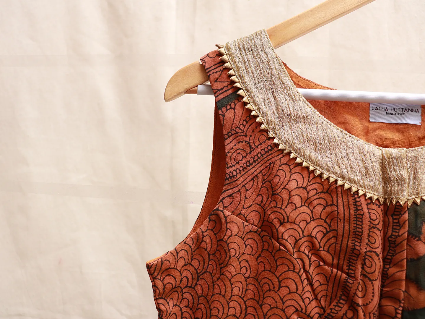 Cider Orange, Georgette, Kalamkari blouse