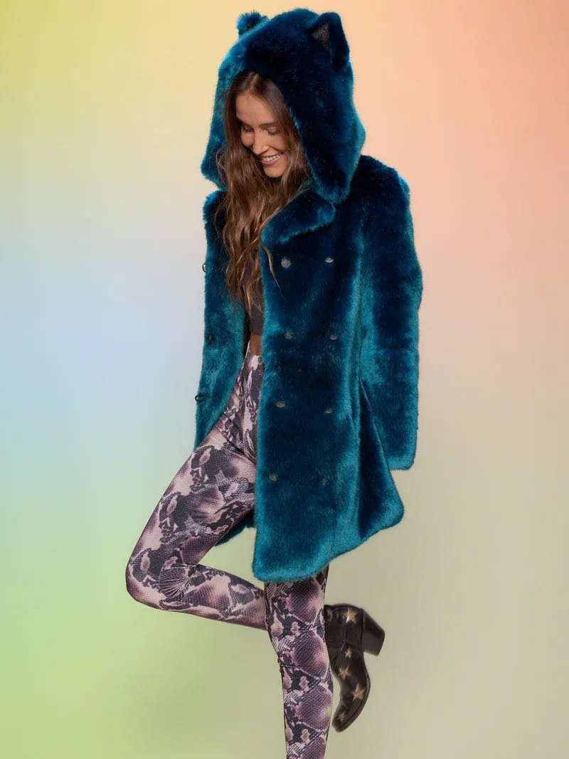 Classic Women's Blue Faux Fur Coat | Royal Wolf