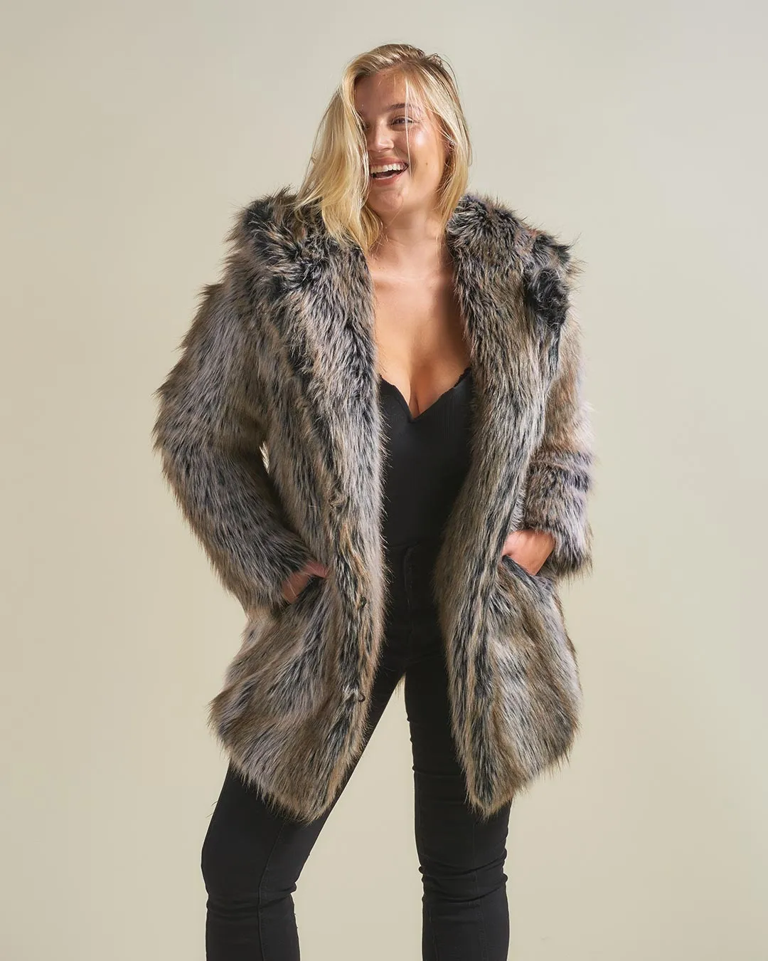 Classic Women's Faux Fur Coat | Grey Wolf