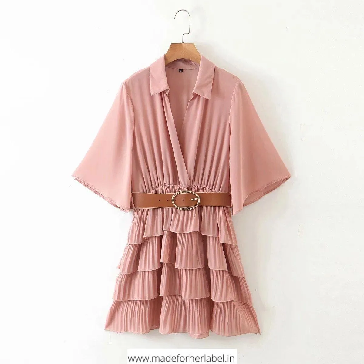 Client Nelova In Our V Neck Ruffle Pleated Dress