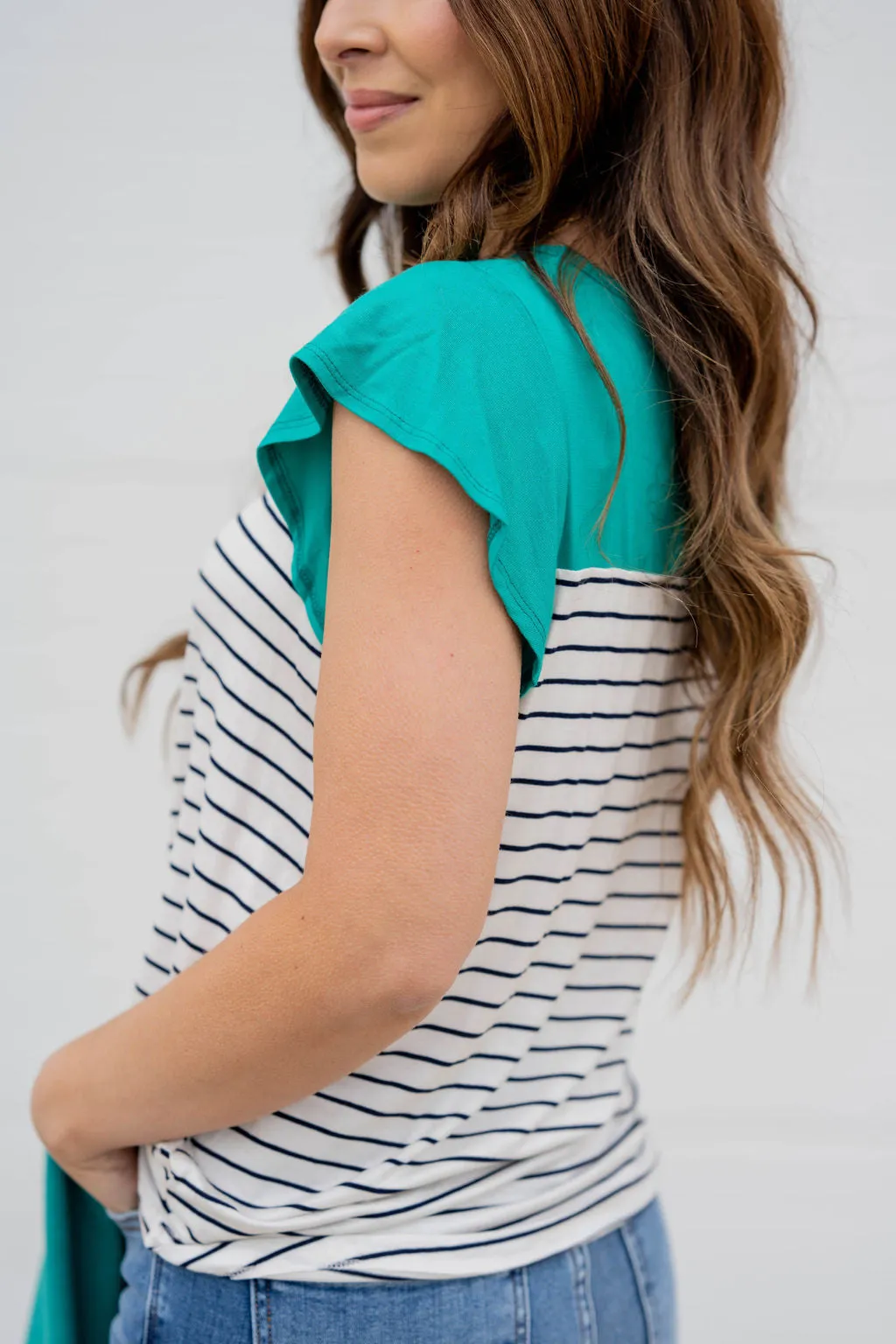 Color Pop Striped Flutter Tee