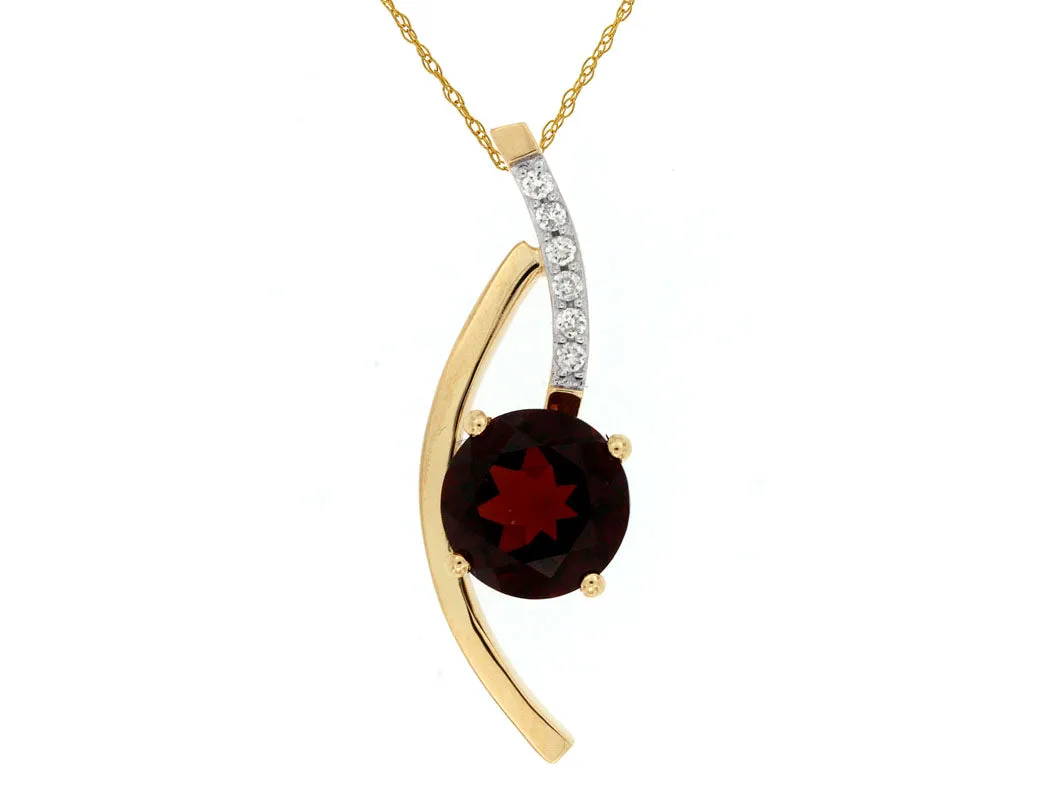 Contemporary Style Garnet and Diamond Pendant