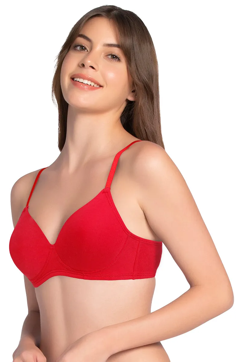 Cotton Dream Padded Non Wired T-shirt Bra - Crimson