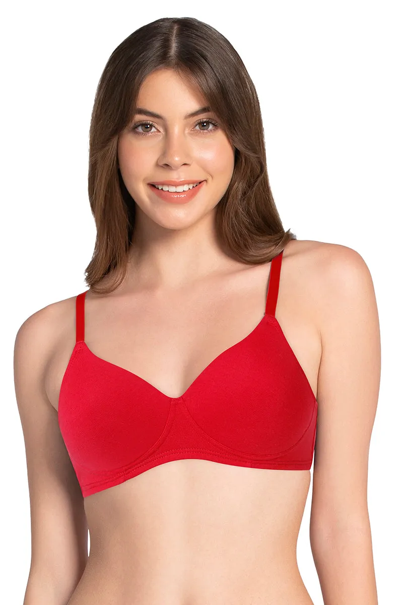 Cotton Dream Padded Non Wired T-shirt Bra - Crimson