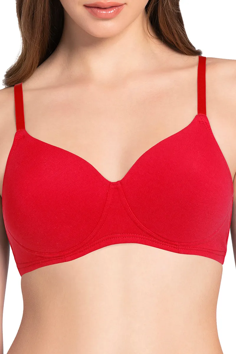 Cotton Dream Padded Non Wired T-shirt Bra - Crimson